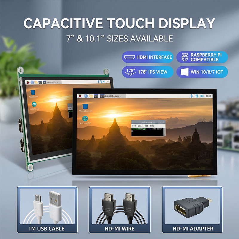 Raspberry Pi 10.1 Inch Capacitive Touch Screen Ips - IPS HDMI Touchscreen Display 7 10.1